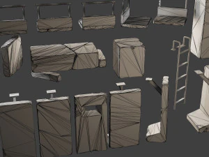 Concrete Wall Base Pack 1 3D Print Model