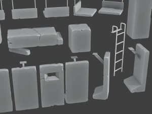 Concrete Wall Base Pack 1 3D Print Model