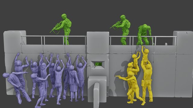 Concrete Diorama Zombies vs Soldiers Modelo de Impressão 3D .c4d .max .obj .3ds .fbx .stl .blend 