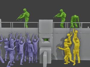 Concrete Diorama Zombies vs Soldiers 3D Print Model