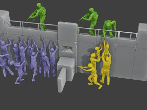 Diorama concreto Zombies vs Soldati Modello di stampa 3D