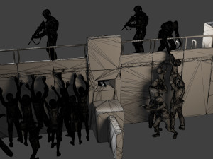 Concrete Diorama Zombies vs Soldiers Modelo de Impressão 3D