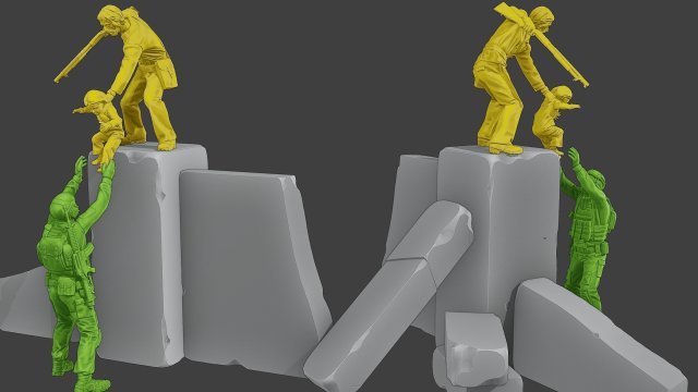 Diorama Girl rescue 01 3D Принт Модель .c4d .max .obj .3ds .fbx .stl .blend 