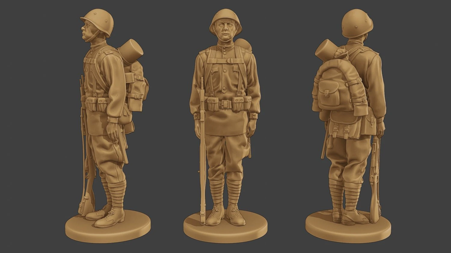 Russian soldier ww2 R1 000 3D Print Model .c4d .max .obj .3ds .fbx .stl .blend 