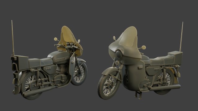 CzechSlovak Communist Police JAWA 350 Motorbike 3D Print Model .c4d .max .obj .3ds .fbx .stl .blend 