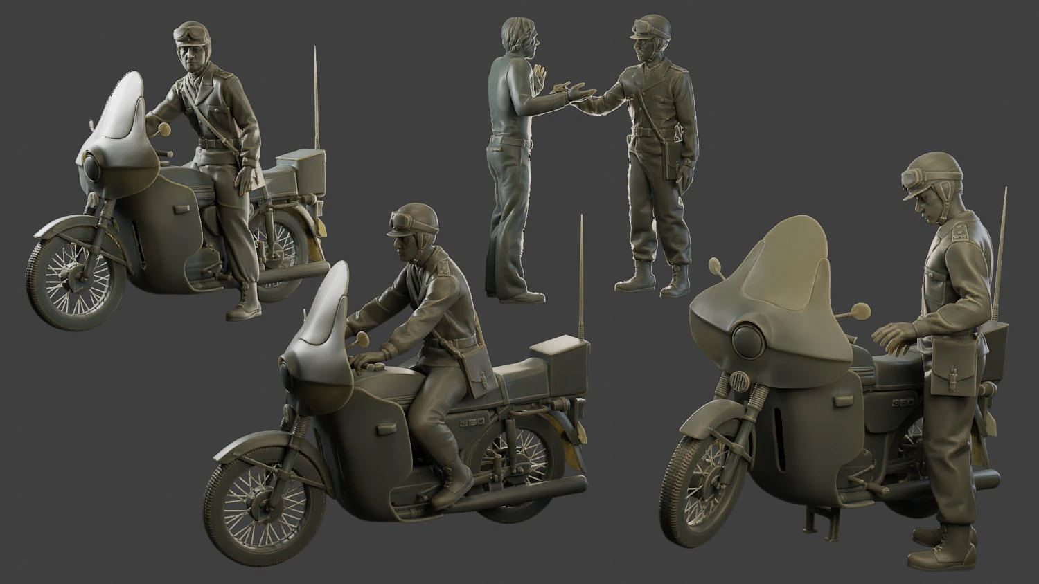 CzechSlovak Communist police Motorcycle CCPM1 Pack1 3D Print Model .c4d .max .obj .3ds .fbx .stl .blend 
