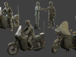 CzechSlovak Communist police Motorcycle CCPM1 Pack1 3D Print Model