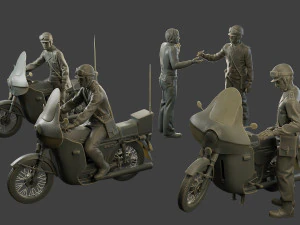 CzechSlovak Communist police Motorcycle CCPM1 Pack1 3D Print Model