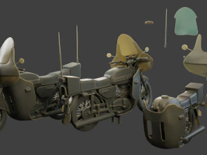 CzechSlovak Communist police Motorcycle CCPM1 Pack1 3D Print Model