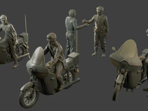 CzechSlovak Communist police Motorcycle CCPM1 Pack1 3D Print Model