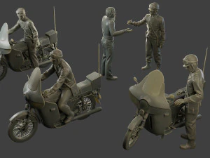 CzechSlovak Communist police Motorcycle CCPM1 Pack1 3D Print Model