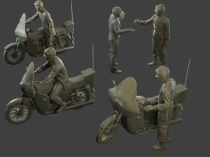 CzechSlovak Communist police Motorcycle CCPM1 Pack1 3D Print Model