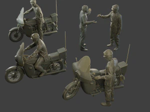 CzechSlovak Communist police Motorcycle CCPM1 Pack1 3D Print Model