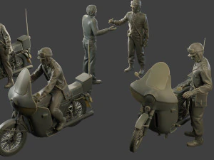 CzechSlovak Communist police Motorcycle CCPM1 Pack1 3D Print Model
