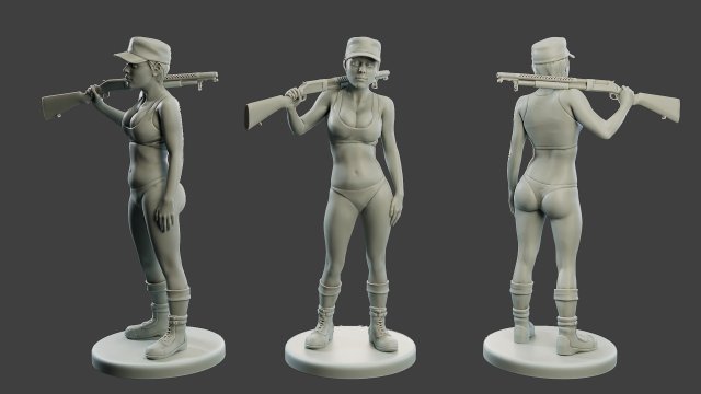 Beautiful Warrior Girl BWG 001 Modèles 3D en vedette .c4d .max .obj .3ds .fbx .stl .blend 