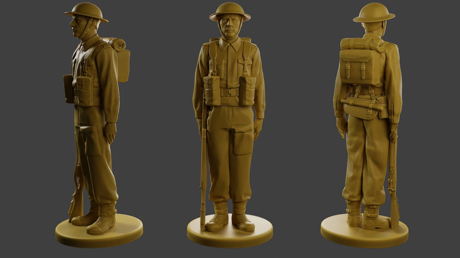 British Soldier Attention WW2 B1 3D Print Model .c4d .max .obj .3ds .fbx .stl .blend 