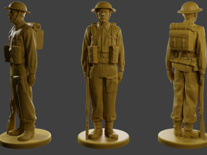 British Soldier Attention WW2 B1 3Dプリントモデル