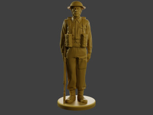 British Soldier Attention WW2 B1 Model Cetak 3D