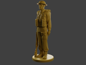 British Soldier Attention WW2 B1 Model Cetak 3D