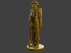 British Soldier Attention WW2 B1 3D Print Model