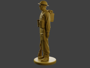 British Soldier Attention WW2 B1 Model Cetak 3D