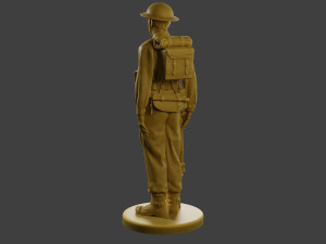British Soldier Attention WW2 B1 Model Cetak 3D