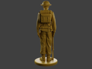 British Soldier Attention WW2 B1 Model Cetak 3D