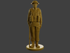 British Soldier Attention WW2 B1 Model Cetak 3D