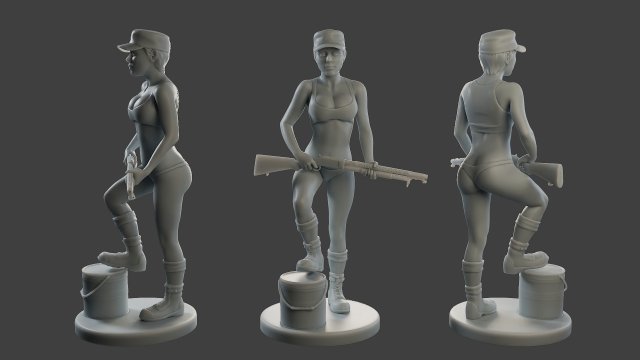 Beautiful Warrior Girl BWG 002 3D Принт Модель .c4d .max .obj .3ds .fbx .stl .blend 