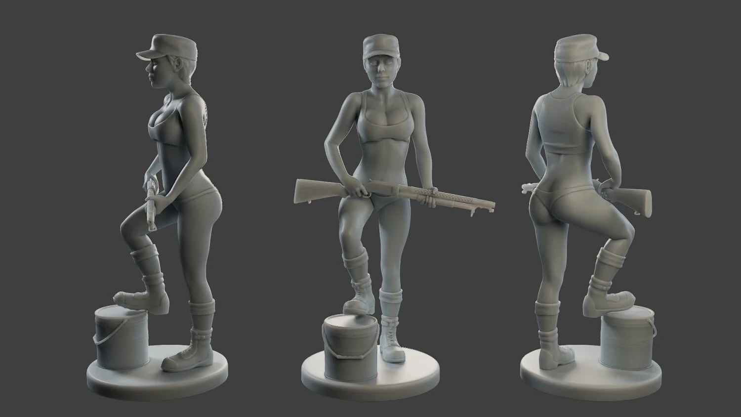 Beautiful Warrior Girl BWG 002 3D Print Model .c4d .max .obj .3ds .fbx .stl .blend 