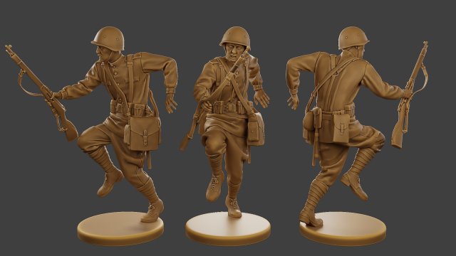 Russian soldier ww2 R3 001 3D Принт Модель .c4d .max .obj .3ds .fbx .stl .blend 
