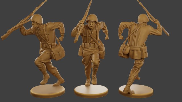 Russian soldier ww2 R3 004 3D Принт Модель .c4d .max .obj .3ds .fbx .stl .blend 