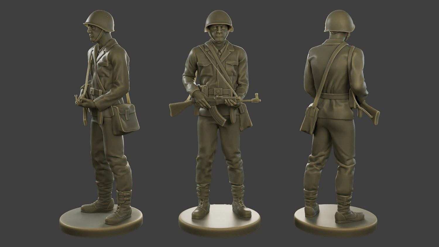 CzechSlovak Communist Soldier CCS1 002 3D Print Model .c4d .max .obj .3ds .fbx .stl .blend 