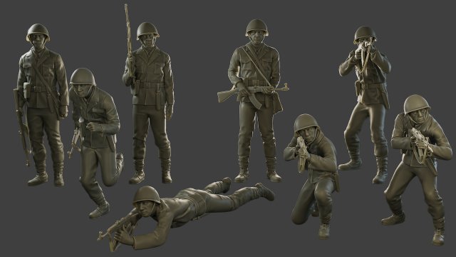 CzechSlovak Communist Soldier CCS1 Pack 1 3D 프린트 모델 .c4d .max .obj .3ds .fbx .stl .blend 