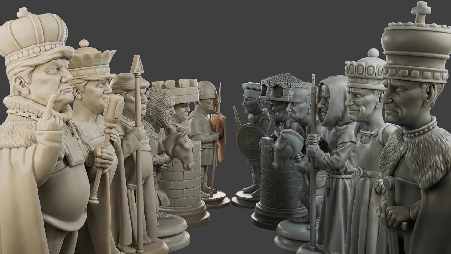 Donald Trump vs Joe Biden Chess 3D Print Model .c4d .max .obj .3ds .fbx .stl .blend 