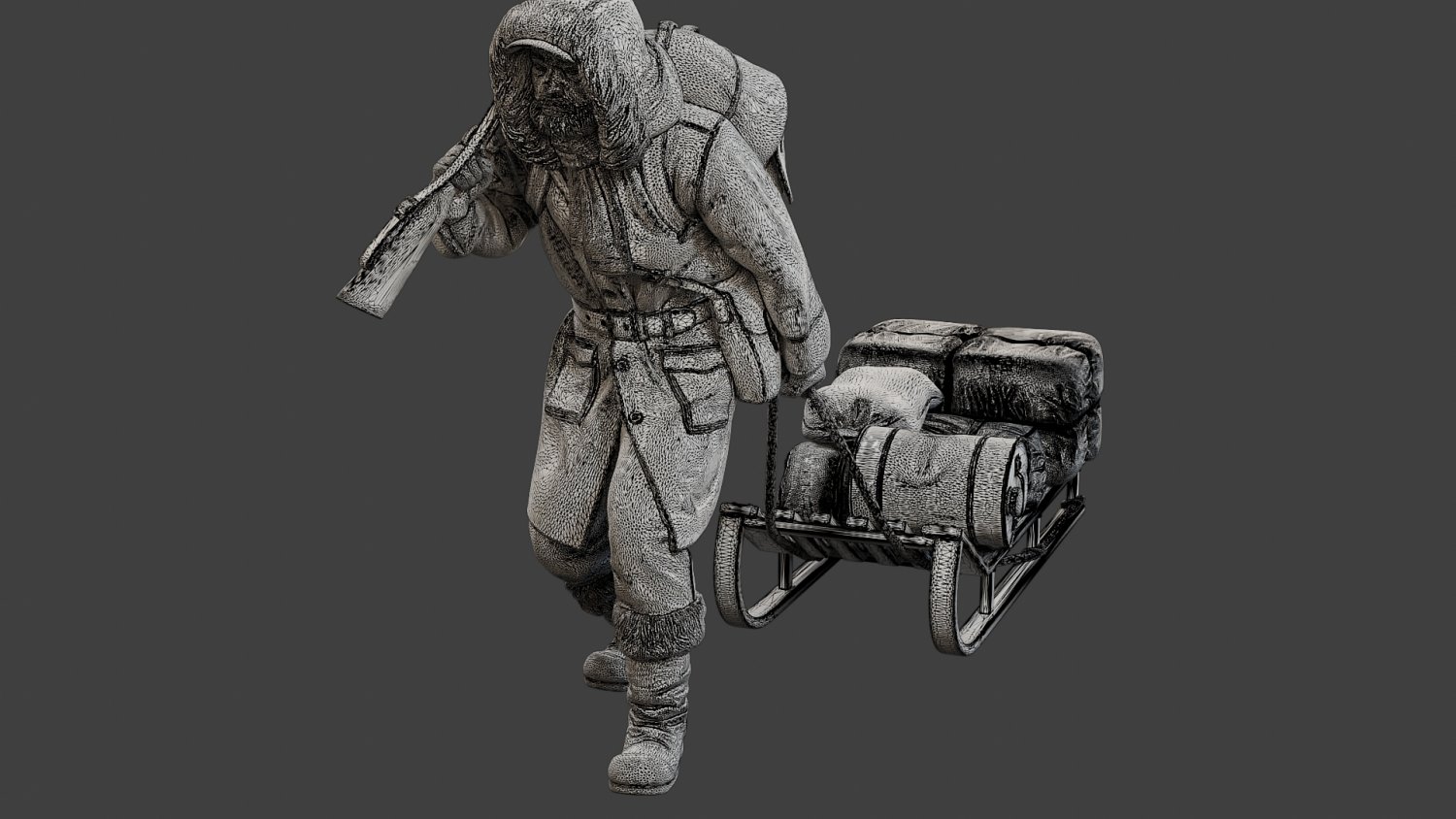 3D Printable (0138) Male post-apocalyptic sci-fi soldier with