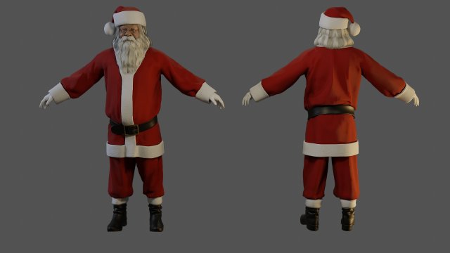 Santa Claus Male ACC 5160 T Pose 3D Model .c4d .max .obj .3ds .fbx .stl .blend 
