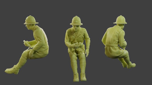 Italian officer Sit ww2 IT1 Modello di stampa 3D .c4d .max .obj .3ds .fbx .stl .blend 