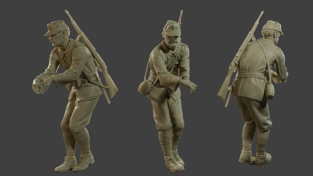 Italian soldier Attach2 ww2 IT10 3D Принт Модель .c4d .max .obj .3ds .fbx .stl .blend 