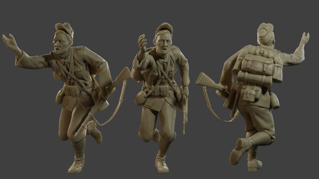 Italian soldier Run ww2 IT10 3Dプリントモデル .c4d .max .obj .3ds .fbx .stl .blend 