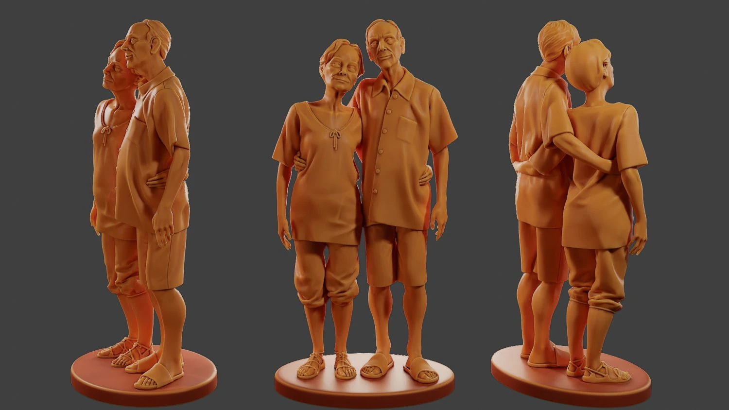Casual elderly couple CEC1 001 3D Print Model .c4d .max .obj .3ds .fbx .stl .blend 