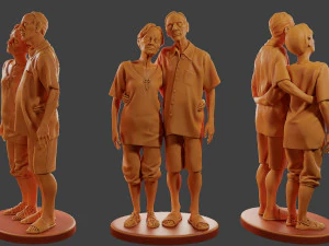 カジュアルな老夫婦 CEC1 001 3Dプリントモデル