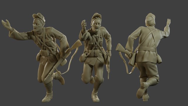 Italian soldier Run2 ww2 IT10 3D-Druckmodell .c4d .max .obj .3ds .fbx .stl .blend 