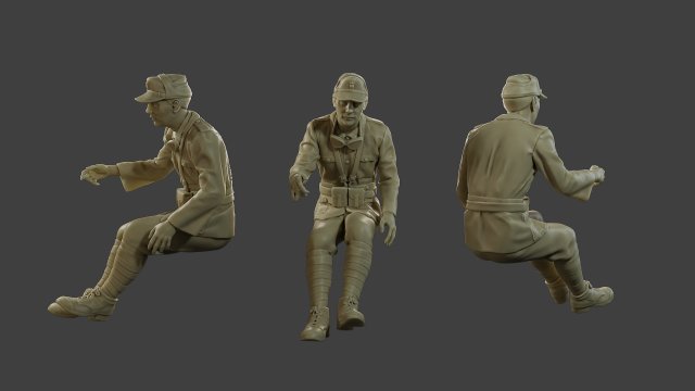 Italian soldier Sit ww2 IT10 3D-Druckmodell .c4d .max .obj .3ds .fbx .stl .blend 