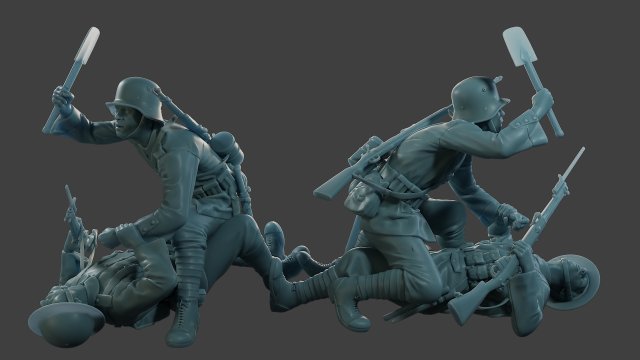 German vs British soldier ww1 Versus1 001 3D-printmodel .c4d .max .obj .3ds .fbx .stl .blend 