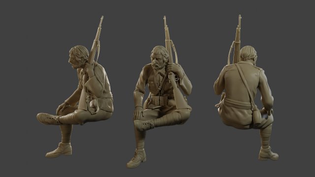 Italian soldier Sit3 ww2 IT10 3D 打印模型 .c4d .max .obj .3ds .fbx .stl .blend 