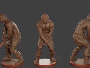 Male Barbarian 2HSword Attacking3 3Dプリントモデル