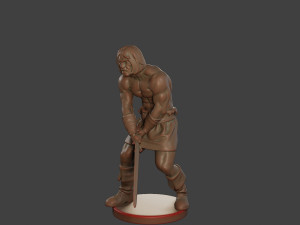 Male Barbarian 2HSword Attacking3 3D Принт Модель