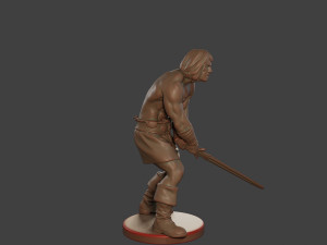 Male Barbarian 2HSword Attacking3 3D Принт Модель