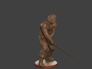 Male Barbarian 2HSword Attacking3 3D Принт Модель